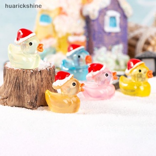 Huarickshine^^ แดชบอร์ด รูปเป็ด คริสต์มาส เรืองแสง ขนาดเล็ก สีแดง สําหรับตกแต่งบ้าน รถยนต์ 2 ชิ้น