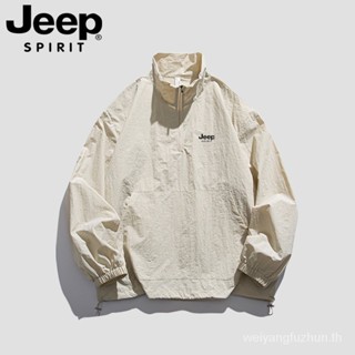 Jeep JEEP เสื้อแจ็กเก็ตลําลอง คอปกตั้ง แต่งกระเป๋าใหญ่ แฟชั่นฤดูใบไม้ผลิ และฤดูใบไม้ร่วง สําหรับผู้ชาย