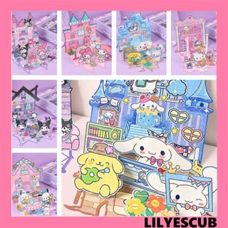 Lilyescub หนังสือการ์ตูนอนิเมะ Kuromi Busy Book KT Cat Paper KT Quiet Book Toy Kawali Hand Ledger ของขวัญวันเกิด