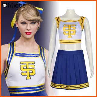 Taylor Swift ชุดเชียร์ลีดเดอร์ ชุดเต้นรํา สไตล์ฮิปฮอป สีฟ้า สีขาว สําหรับเด็กผู้หญิง เหมาะกับงานปาร์ตี้ฮาโลวีน