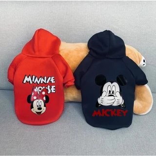 ใหม่ เสื้อกันหนาว มีฮู้ด ลายการ์ตูนดิสนีย์ มิกกี้ มินนี่ ขนาดเล็ก และกลาง สําหรับสัตว์เลี้ยง สุนัขบูลด็อก ฮัสกี้