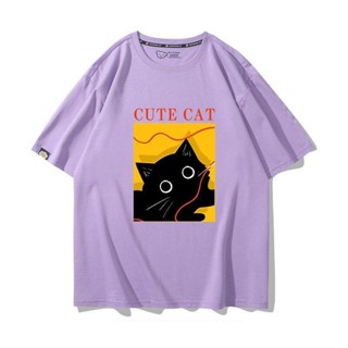 [COD]เสื้อยืดฝ้ายฤดูร้อน Lisa Same Cat เสื้อยืดแขนสั้นผ้าฝ้ายแท้สัตว์น่ารักชายและหญิงลำลองแขนสั้นS-5XL