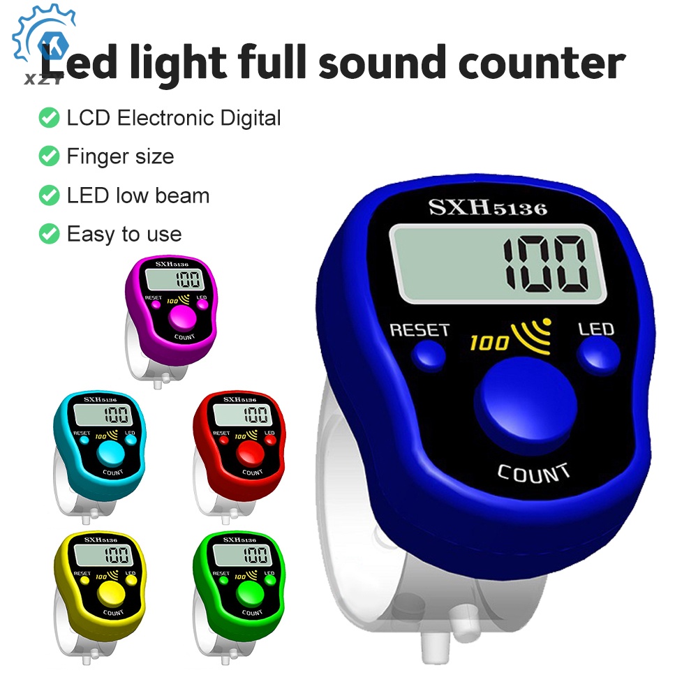 เครื่องนับจํานวนนิ้ว หน้าจอ LCD LED พร้อมแหวนตั้งค่าใหม่ได้ สําหรับตีกอล์ฟ และตัก