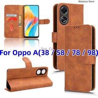 เคสโทรศัพท์หนัง ฝาพับแม่เหล็ก กันกระแทก พร้อมช่องใส่บัตร หรูหรา สําหรับ Oppo A38 A58 A78 A98 OppoA38 OppoA58 4G 5G 2023