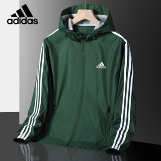 ADIDAS เสื้อแจ็กเก็ตกันลม ผ้าไนล่อน มีฮู้ด ทรงหลวม สไตล์เกาหลี เหมาะกับฤดูใบไม้ผลิ และฤดูใบไม้ร่วง สําหรับผู้ชาย 2023 [M-5XL]