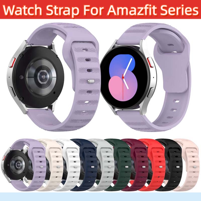 20 มม./22 มม.ซิลิโคนสําหรับ Amazfit Balance Ultra 3 2 Active Max 3 2 สแควร์ Cheetah Pro Bip 6 5 3 GTR 4 3 2 Mini POP GTS 4 Anti slip สายนาฬิกาซิลิโคนสีทึบง่าย