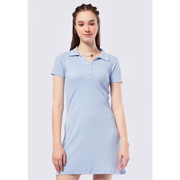 COLORBOX มินิเดรสโปโลแขนสั้นซี่โครง I-DIKKEY123G037 Lt. สีน้ําเงิน - LT. สีฟ้า, ส