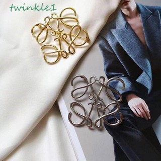 Twinkle1 เข็มกลัดโลหะ ทรงสี่เหลี่ยม พิมพ์ลายตัวอักษร เครื่องประดับแฟชั่น สําหรับผู้หญิง