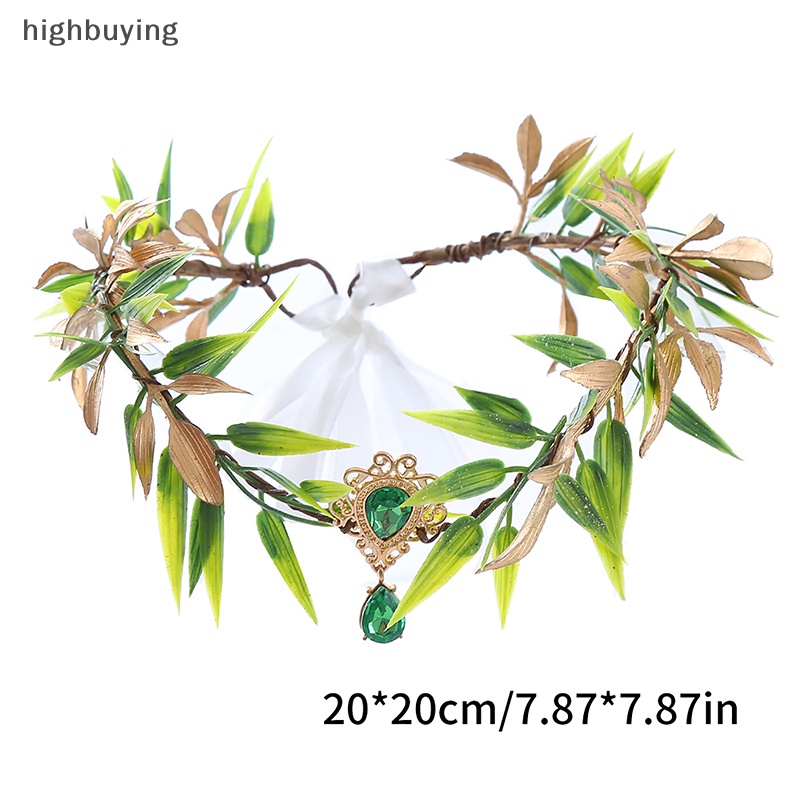 [highbuying] ใหม่ มงกุฎดอกไม้ เจ้าหญิงเอลฟ์ ใบไม้ แฮนด์เมด พลอยเทียม แฟรี่ ฮาโลวีน สําหรับผู้หญิง งานแต่งงาน พร้อมส่ง