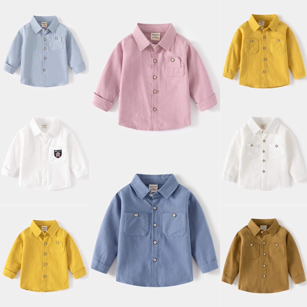 เสื้อเชิ้ตแขนยาวลําลอง แต่งกระดุม แฟชั่นฤดูใบไม้ผลิ สําหรับเด็กผู้ชาย