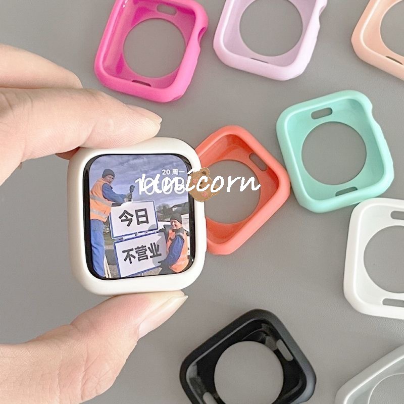 ลูกอม เคสซิลิโคนอ่อนนุ่ม สําหรับ Apple Watch 11/10/9/8/7/6/5/4/3/2/SE ขนาด 38-46 มม. พร้อมกันชน รองรับ 44/40/41 มม.