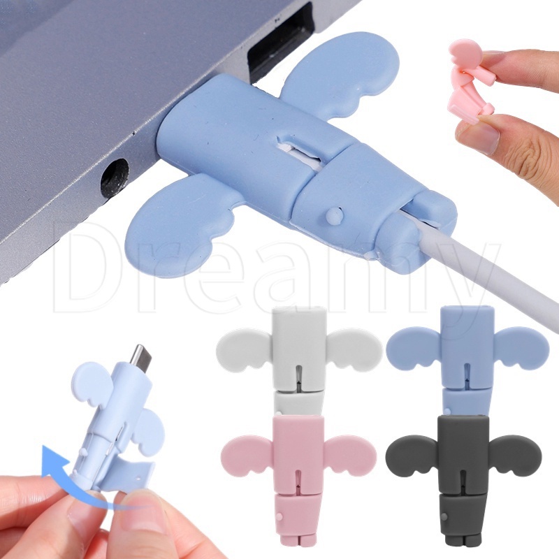 ฝาครอบป้องกันสายเคเบิลข้อมูล แบบสากล / ปลอกป้องกันสายชาร์จ USB สไตล์นางฟ้า / ฝาครอบป้องกันสายเคเบิลข้อมูล ขนาดเล็ก / ตัวจัดระเบียบสายไฟ ซิลิโคน สีพื้น