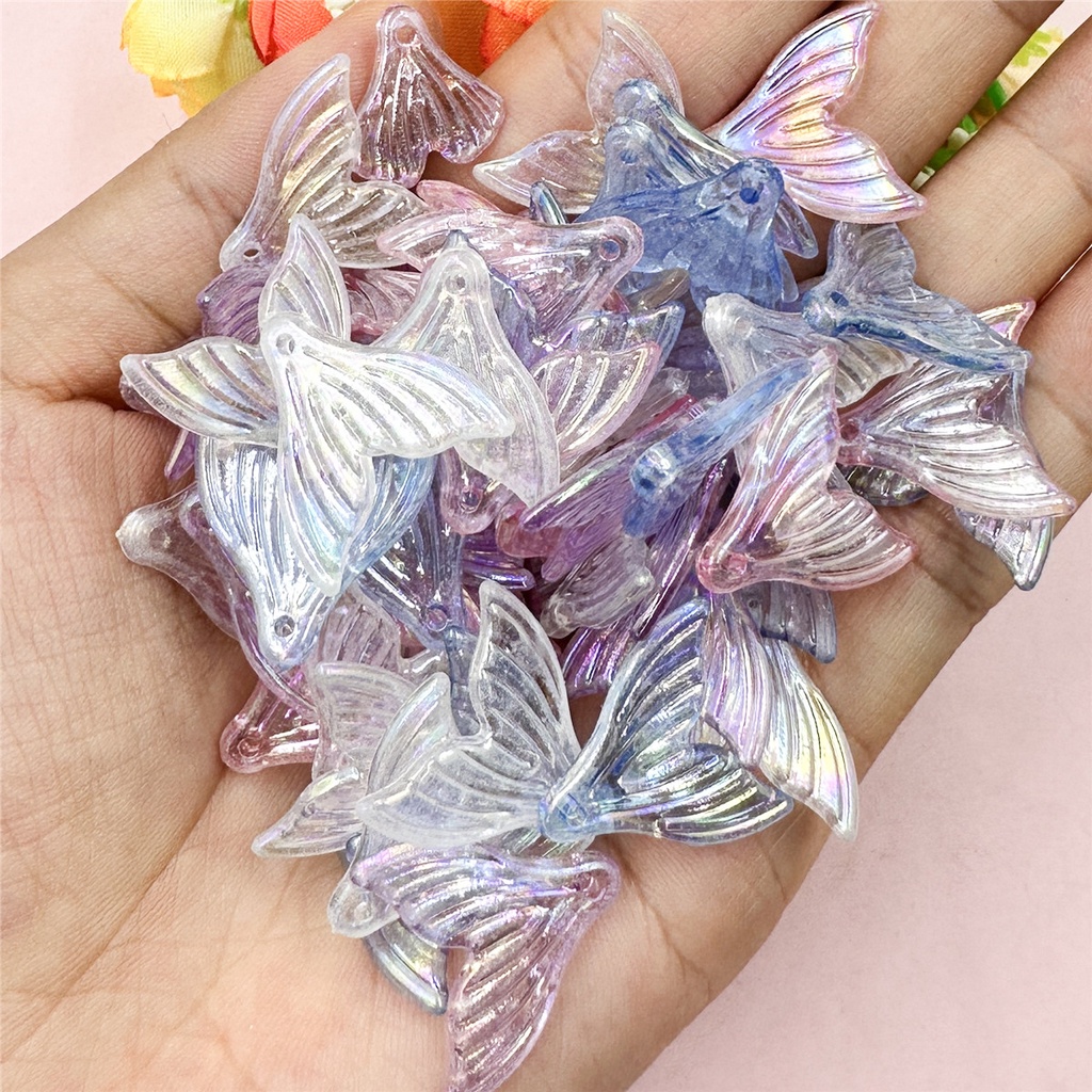 100 ชิ้น สร้างสรรค์ พราว ไล่ระดับสี ใส หางปลา จี้ลูกปัด อะคริลิค DIY สร้อยคอ ต่างหู เครื่องประดับ อุปกรณ์
