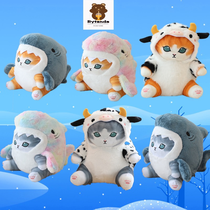 Shark Cat Plush Toy Doll หมอนตุ๊กตา รูปแมว ฉลาม สิงโตทะเลน่ารัก เหมาะกับของขวัญวันเกิด ของเล่นสําหรับเด็ก 20/30cm