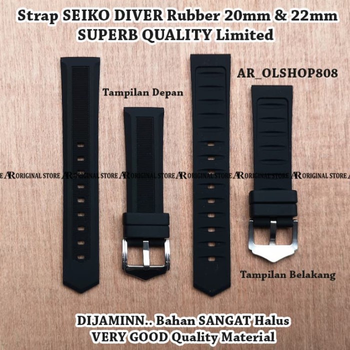Hitam One-cstore32_id Limited Edition สายนาฬิกาข้อมือยาง สีดํา 20 มม. 20 มม. สําหรับ SEIKO DIVER
