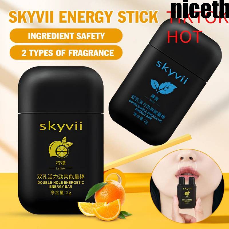 Niceth Skyvii คลีนซิ่งสมุนไพรกล่อง Essential Double Hole Energy Bar Energizing Nasal Inhaler Stick niceth