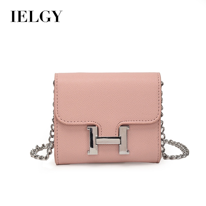 Ielgy Ladies H Buckle Fashion One-Shoulder Messenger Square Bag Simple Fashion Niche Design