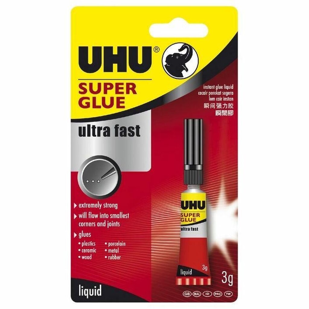 กาว จัมโบ้ UHU Super Glue Ultra Fast 3 g. รหัส 101074385 ( จำนวน 1 หลอด)