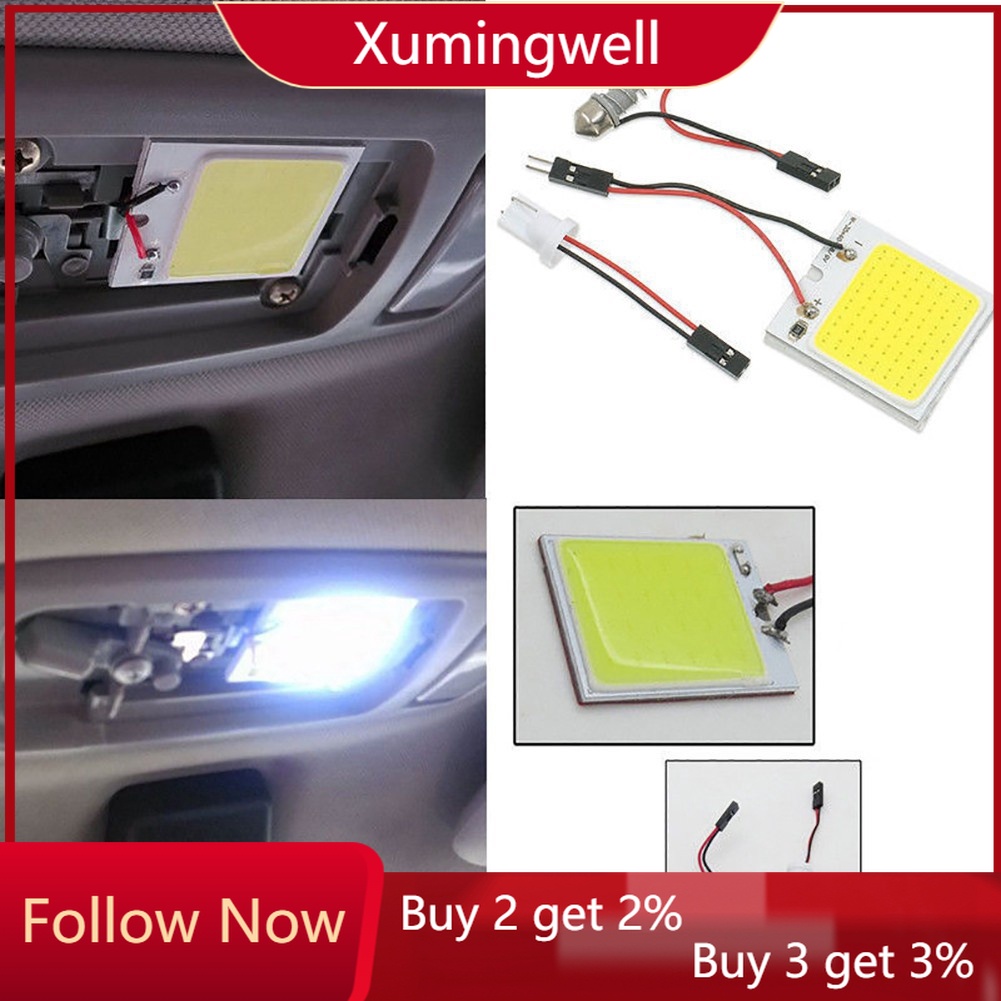 Xuming หลอดไฟ 48 SMD COB LED T10 4W 12V สีขาว สําหรับติดตกแต่งภายในรถยนต์ 1 ชิ้น