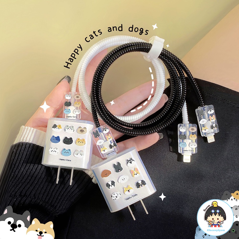 เคสซิลิโคนใส ลายการ์ตูนสุนัข แมวน่ารัก ชาร์จเร็ว สําหรับ IPhone 11 12 13 14 18W-20W