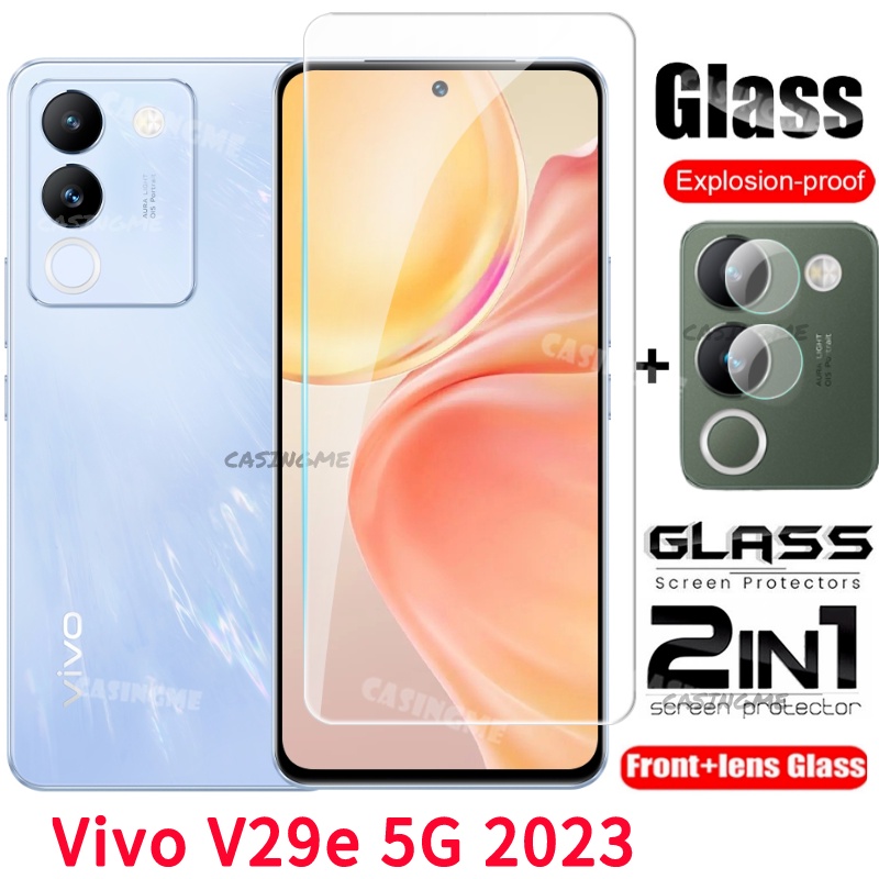 2 in 1 ฟิล์มกระจกนิรภัยกันรอยหน้าจอ เลนส์ด้านหลัง 2 in 1 สําหรับ Vivo V29e 5G 2023 Vivo V29e VivoV29