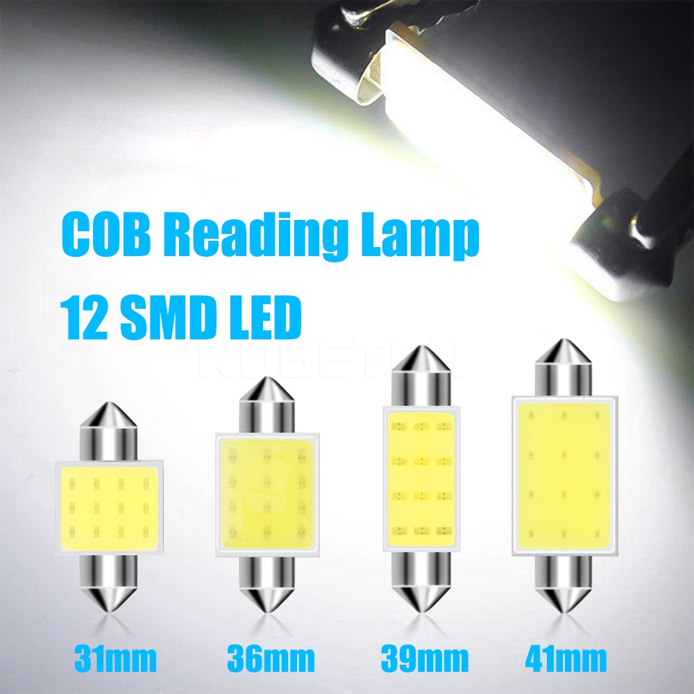 หลอดไฟหน้ารถยนต์ Led COB C5W 12SMD 31 36 39 41 มม. DC 12V 24V สีขาว 10 ชิ้น