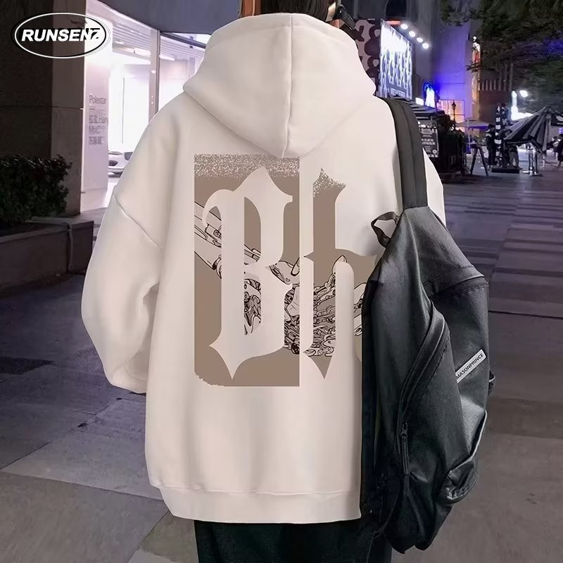เสื้อกันหนาวลําลอง มีฮู้ด ทรงหลวม ขนาดใหญ่ แฟชั่นสําหรับผู้ชาย ไซซ์ M - 8XL