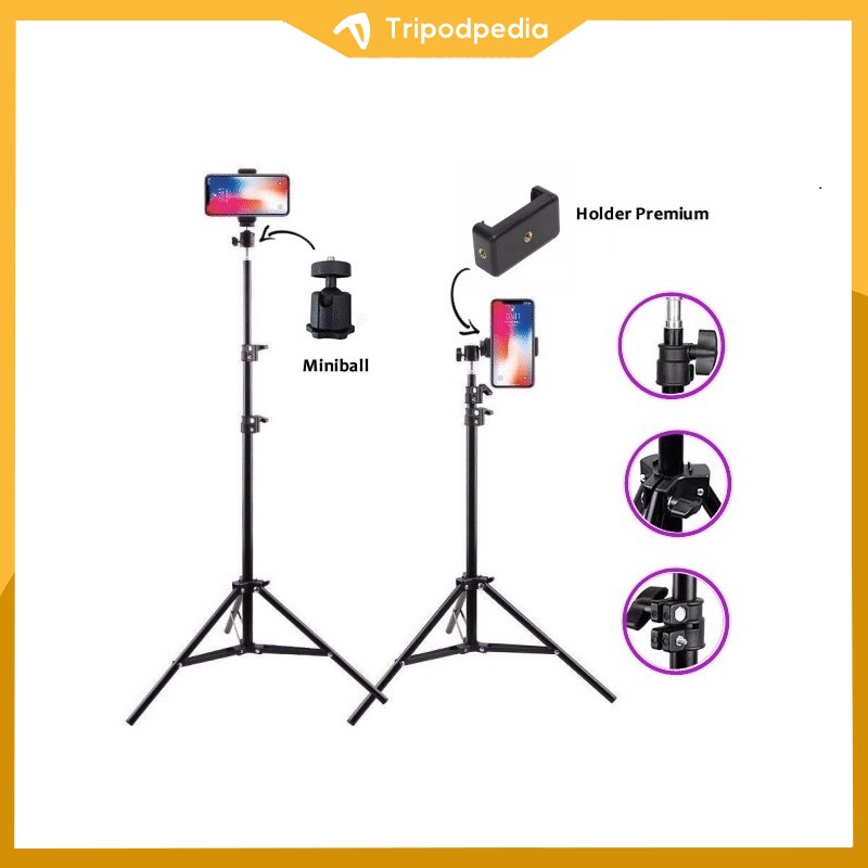 สินค้าใหม่ แพ็คเกจสมบูรณ์ TRIPOD 2.1M + MINI BALL / HEAD BALL + PREMIUM HOLDER / HOLDER E + TOMSIS 1