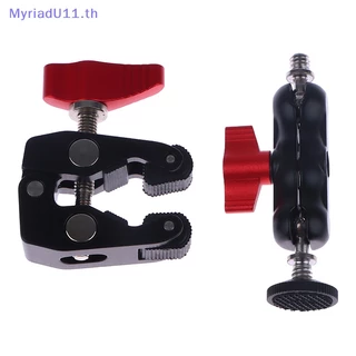 MyriadU แคลมป์อลูมิเนียมอัลลอยด์พร้อมแคลมป์แขนคู่ 1/4 3/8 รูสําหรับโทรศัพท์วิดีโอเมาท์กล้องจอภาพไฟ LED Mic