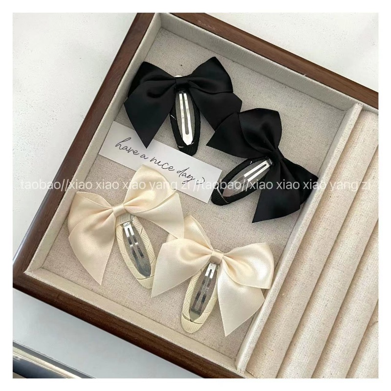 กิ๊บติดผม ผ้าซาติน ประดับโบว์ สีพื้น แบบเรียบง่าย เครื่องประดับผม  [1 ชิ้น] พร้อมส่ง