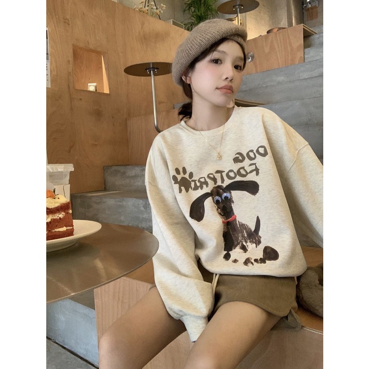 ใหม่ เสื้อกันหนาว แขนยาว พิมพ์ลายการ์ตูน น่ารัก ทรงหลวม ฤดูใบไม้ร่วง สําหรับผู้หญิง