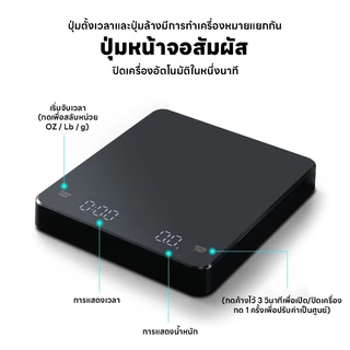เครื่องชั่งอาหาร ระบบดิจิตอล ชั่งกาแฟ ชั่งได้ถีง3kg/0.1g ปรับได้3หน่วยg/oz/lb จับเวลาได้ จอLED แม่นยำถึง0.1g ชาร์จUSB
