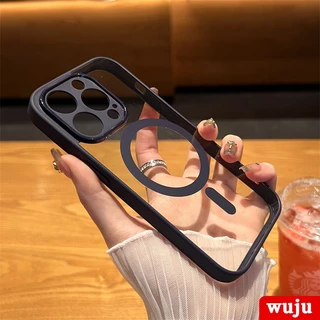 WUJU เคส เข้ากันได้สำหรับ เคสไอโฟน เคสโทรศัพท์มือถืออะคริลิคใส แบบนิ่ม กันกระแทก มีแม่เหล็ก สําหรับ iPhone 17 16 15 14 13 12 11 Pro Max Air