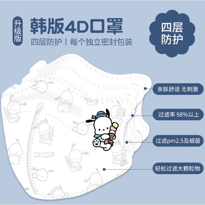 หน้ากากหยก ลายการ์ตูนสุนัข KN95 3D สําหรับเด็ก 50 ชิ้น - รูปที่ 2