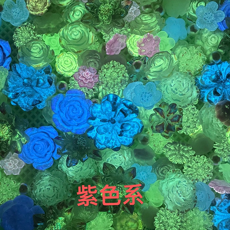 10 ชิ้น / เซต บาร็อค สีม่วง ซีรีส์กุหลาบ เรซิน ด้านหลังแบน โฮมเมด DIY เคสโทรศัพท์ วัสดุครีม เจล เชือกคาดศีรษะ อุปกรณ์ทํา