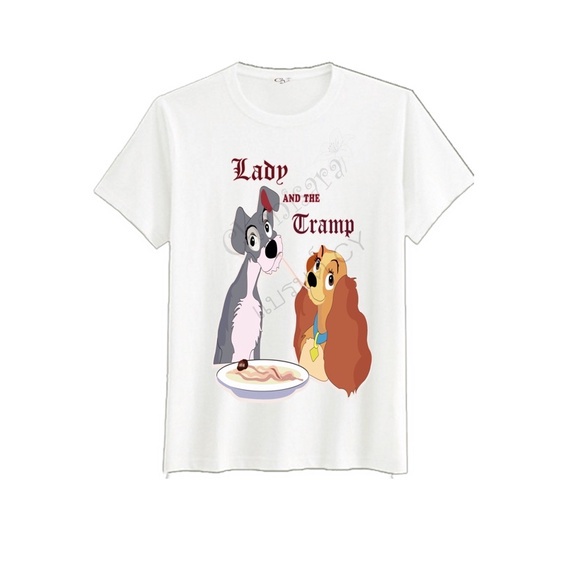 เสื้อยืด เสื้อยืดลายพิมพ์ lady and the tramp