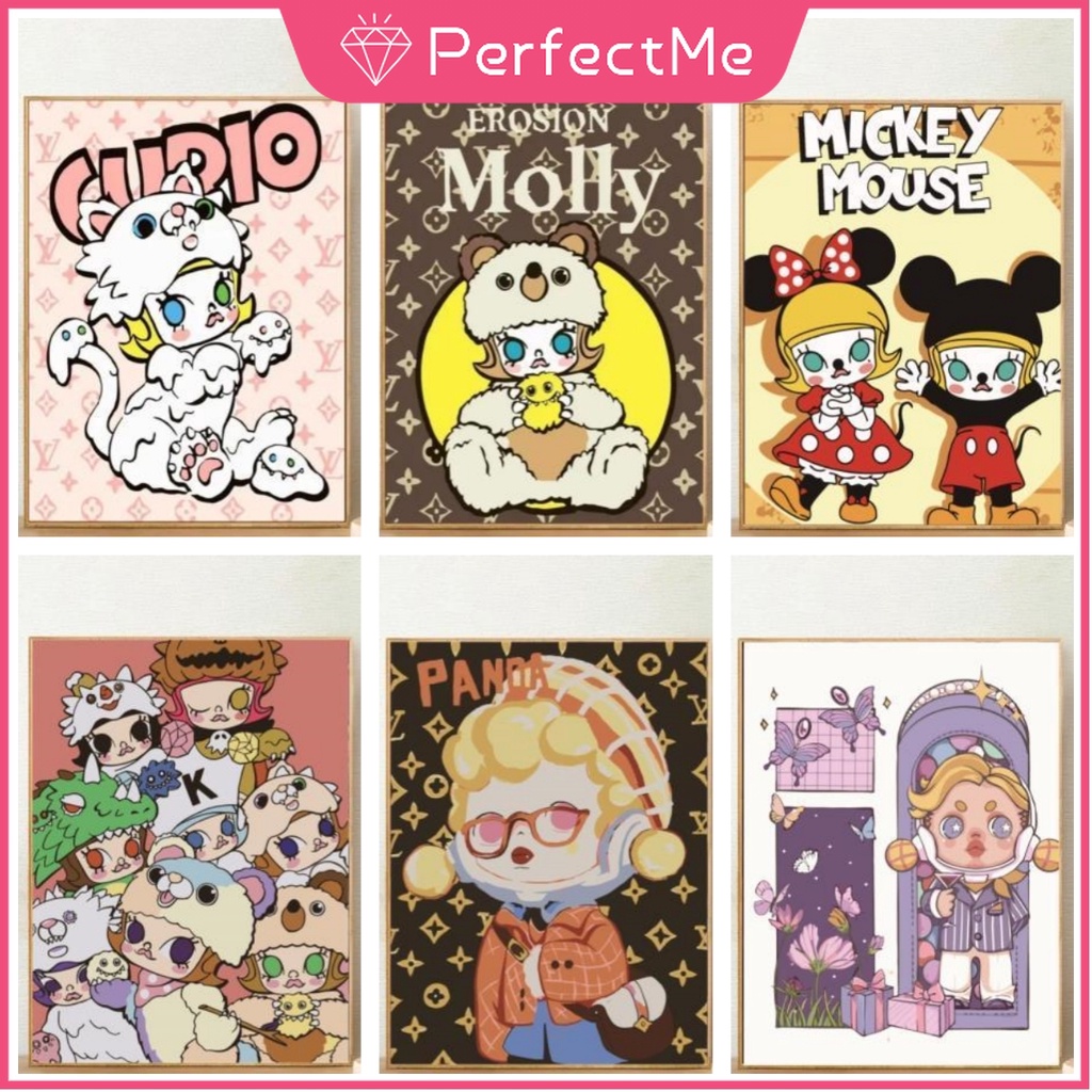 【PM】ภาพจิตรกรรมปักครอสสติตช์ ปักครอสสติตช์ อะคริลิค ทรงกลม ลาย Bubble Mart 5D ขนาด 30x40 ซม. สําหรับตกแต่งบ้าน 卡通 5244