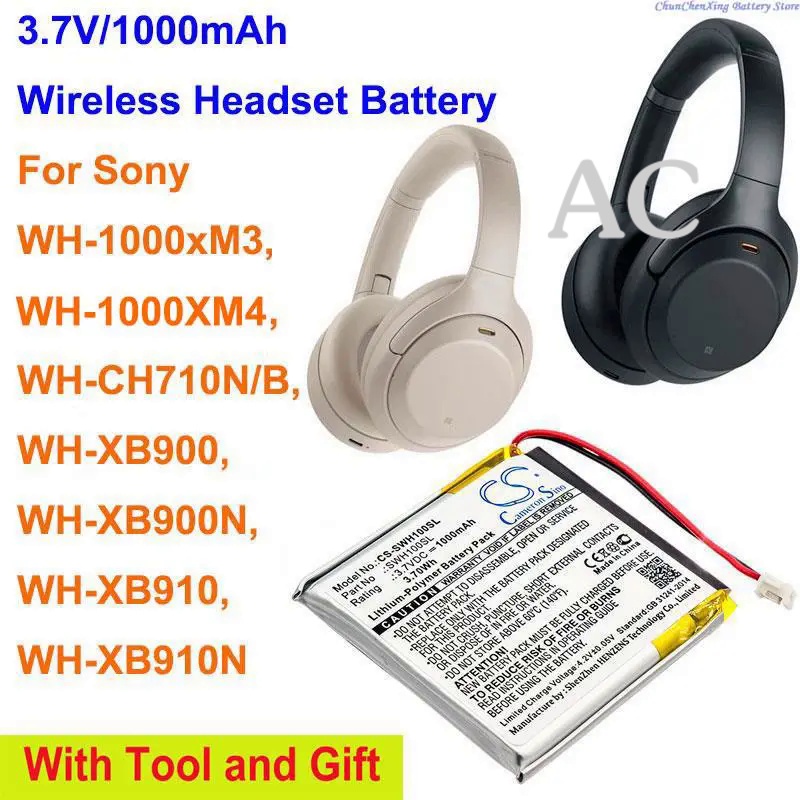AC Cameron Sino 1000mAh Battery LIS1662HNPC for Sony WH-1000xM3, WH-1000XM4, WH-CH710N/B, WH-XB900, WH-XB900N