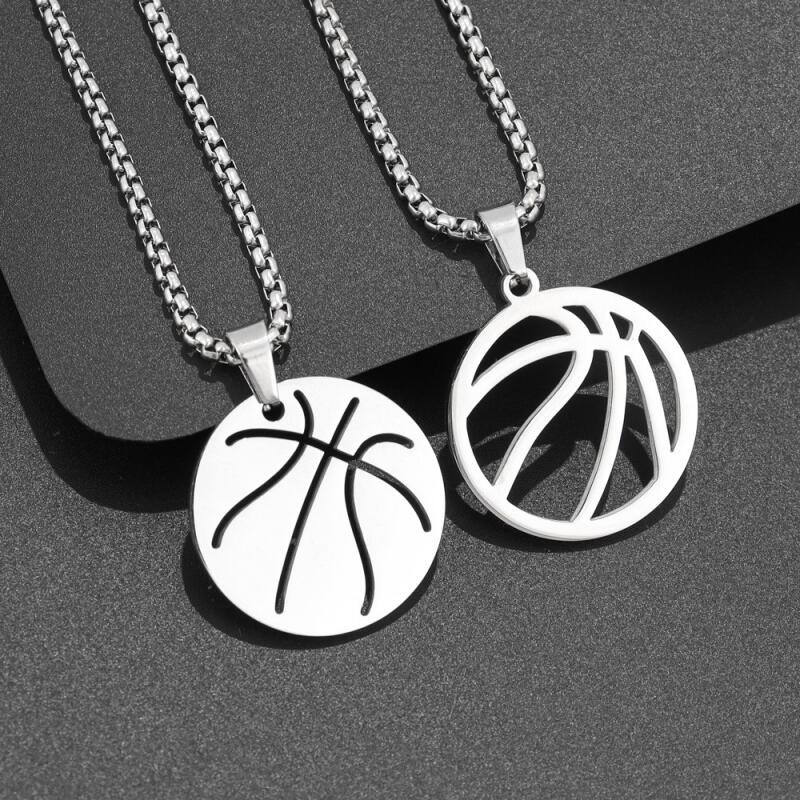 เครื่องประดับ สร้อยคอสแตนเลส จี้บาสเก็ตบอล NBA ไม่มีสี สไตล์วินเทจ แฟชั่นสําหรับผู้ชาย