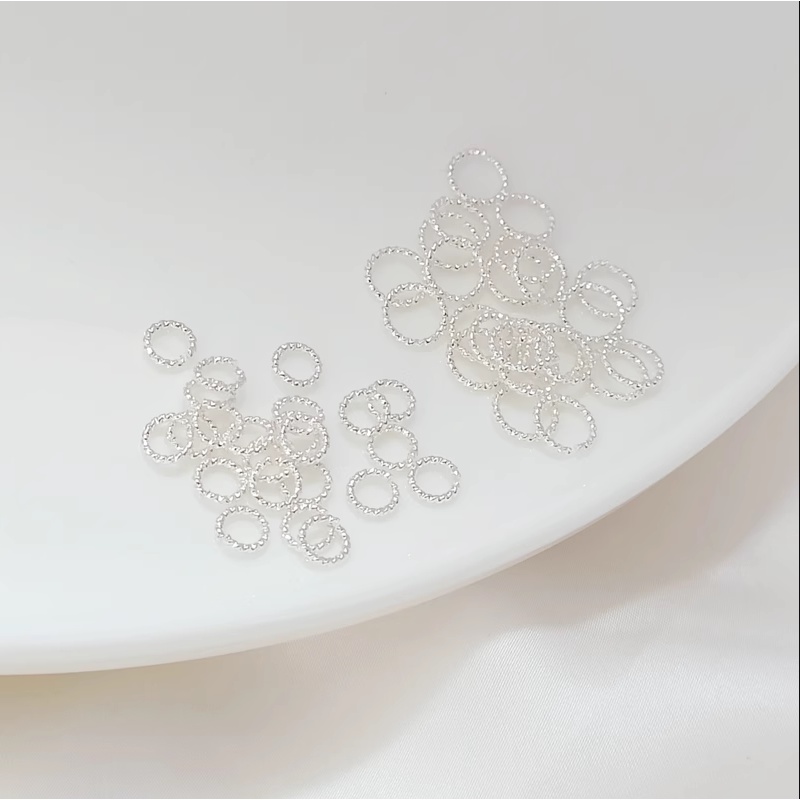 แหวน ประดับลูกปัด ลายดอกไม้ สีเงิน แฮนด์เมด DIY