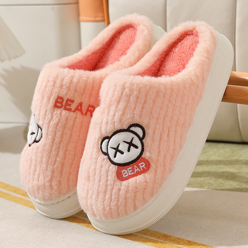 DIDIKA รองเท้าแตะผ้าฝ้ายสำหรับฤดูหนาวสำหรับผู้หญิงรองเท้าบุขนสำหรับในร่ม