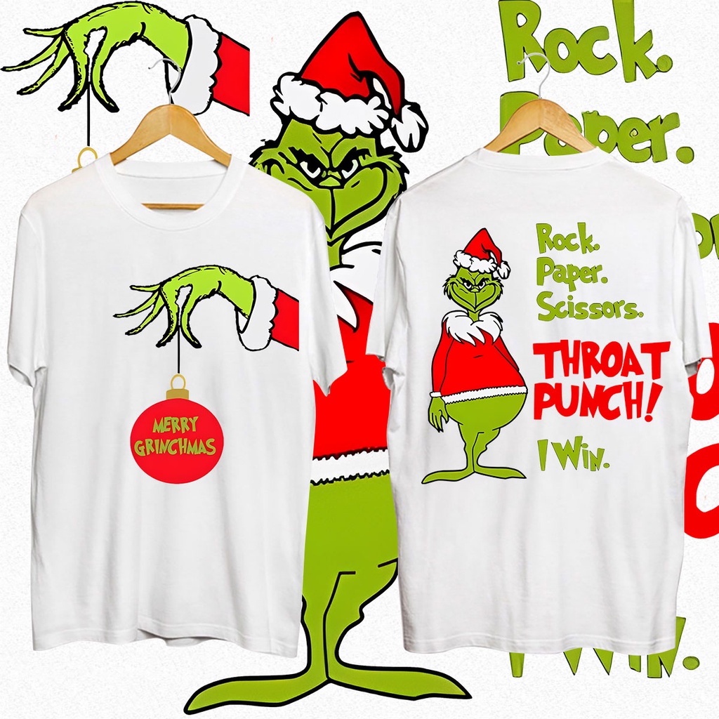 Grinch print Christmas kids clothing tops kawaii unisex t shirt Christmas costume drop shipping เสื้