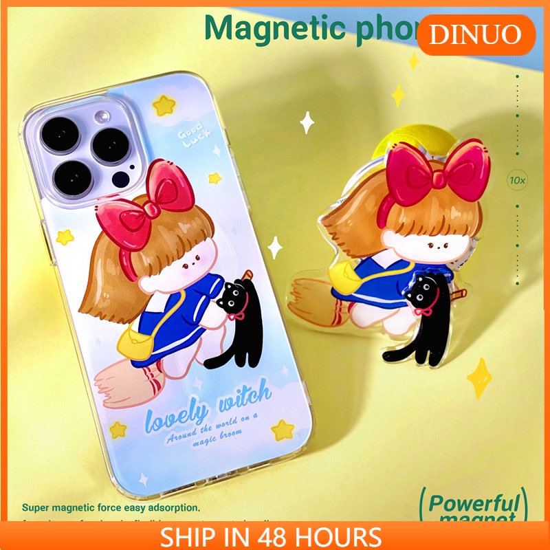 เคสกันกระแทกใส เคสแม่เหล็ก ใช้สำหรับ เคสโทรศัพท์มือถือ แบบแม่เหล็ก ลาย Two-in-One สําหรับ iphone15 14promax 13 12 11 XR XS X XSMAX 7 8PLUS-DINUO TPU Wireless charger Magnetic Case
