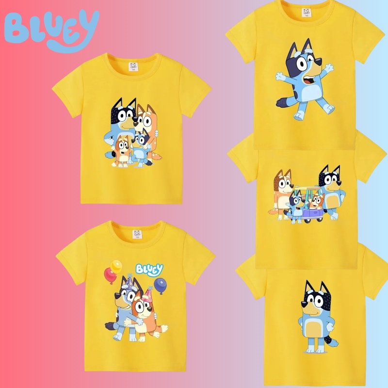เสื้อยืดแขนสั้น พิมพ์ลายการ์ตูนน่ารัก เหมาะกับของขวัญวันเกิด แฟชั่นฤดูร้อน สีเหลือง สําหรับเด็กผู้หญิง และเด็กผู้ชาย