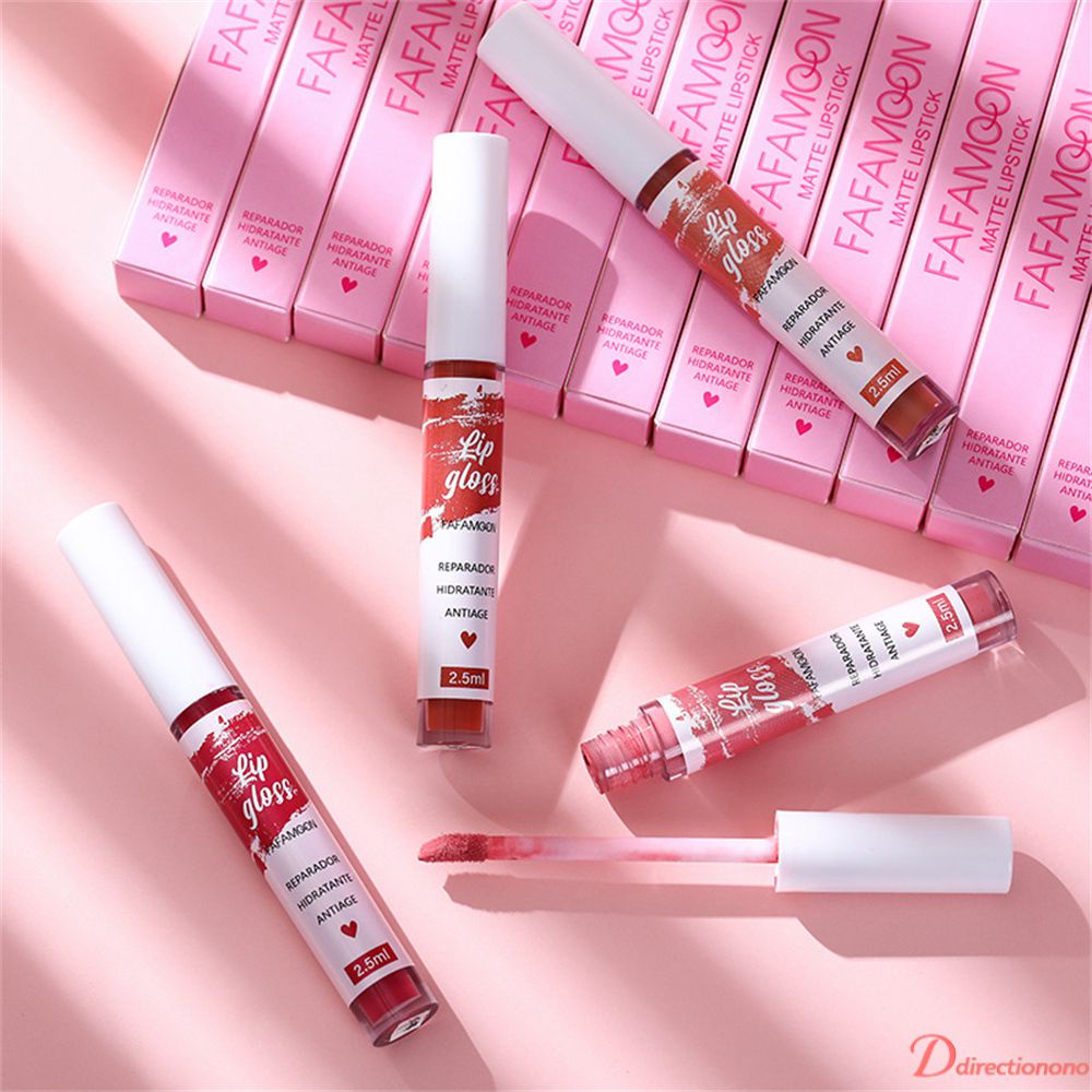 ลิปสติกลิปกลอส Non-stick Cup Long Lasting Matte Non-fade Matte Velvet Lip Gloss หลากสี Fafamoon DIRE