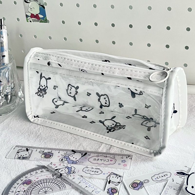 กระเป๋าดินสอ แบบใส ลายการ์ตูน Pachacco หลายชั้น จุของได้เยอะ สามมิติ สําหรับใส่เครื่องเขียนนักเรียน