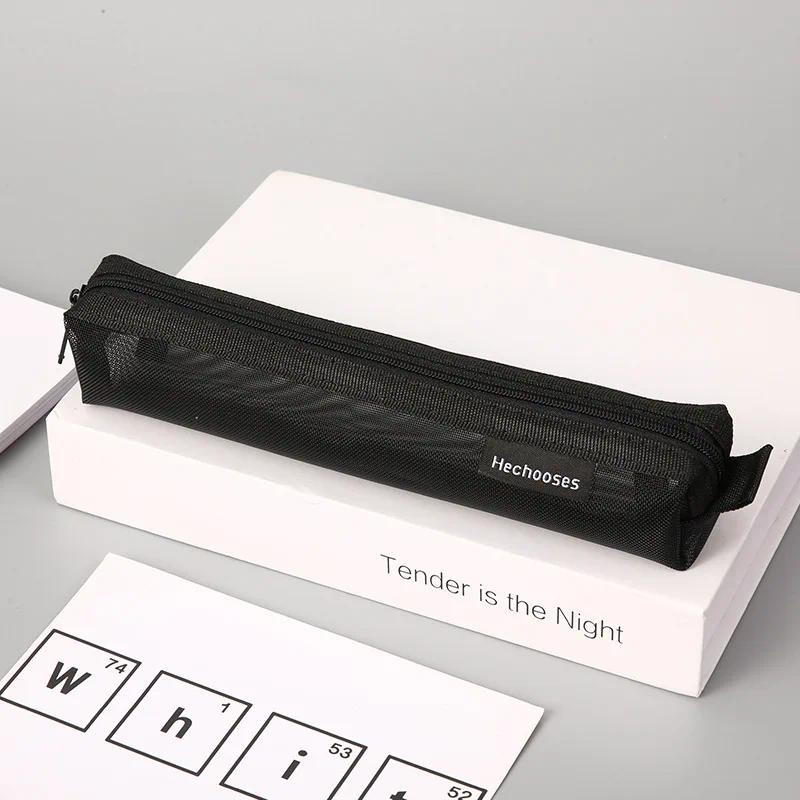 กระเป๋าเครื่องเขียน กระเป๋าดินสอ ผ้าไนล่อน ผ้าตาข่าย จุของได้เยอะ สีโปร่งใส สําหรับนักเรียนชาย และหญิง - รูปที่ 4