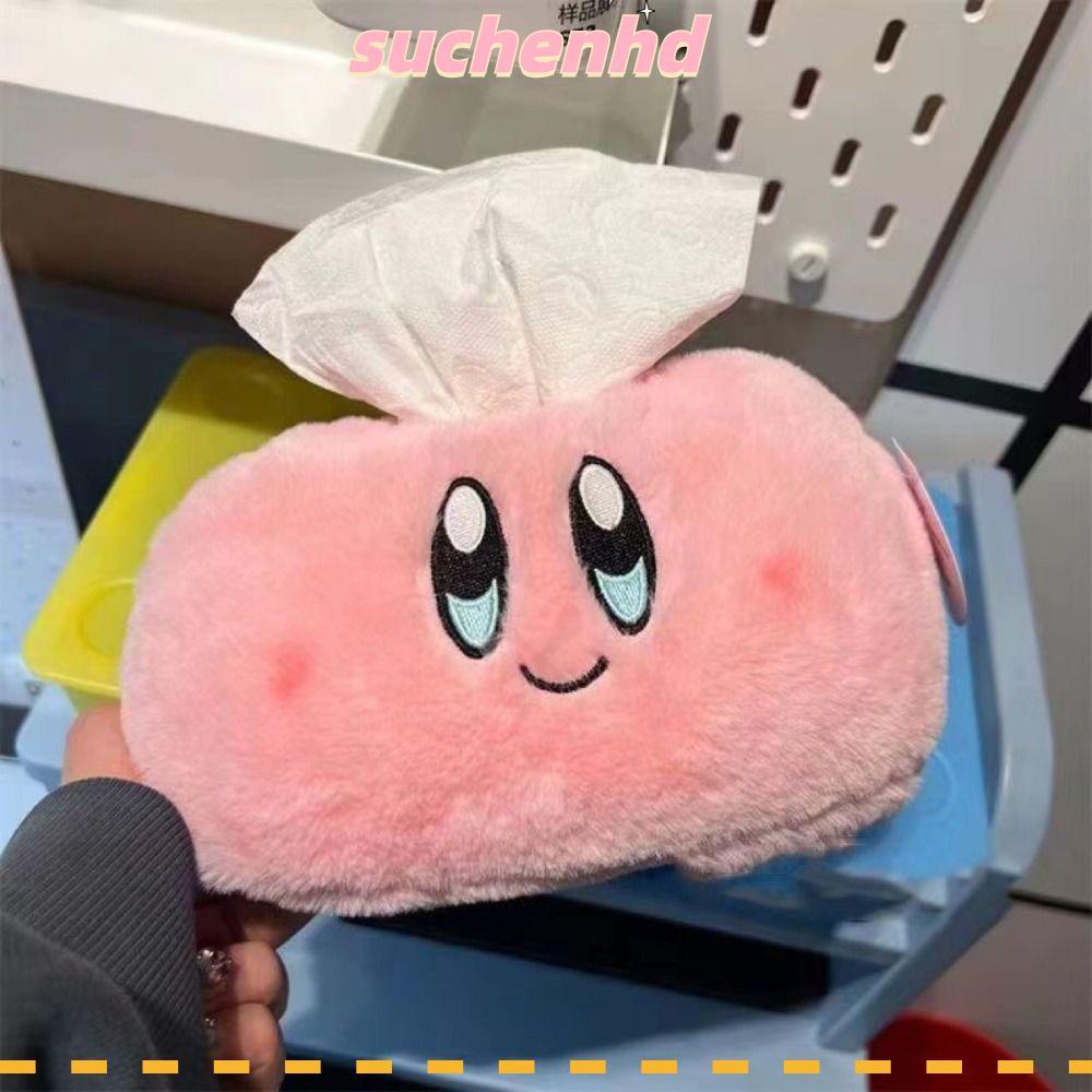 Suchenhd เคอร์บี้ ตุ๊กตา กล่องทิชชู่ สีชมพู รถ กล่องเก็บทิชชู่ การ์ตูนน่ารัก ผ้าเช็ดปาก ที่ใส่ทิชชู่ ห้องนั่งเล่น