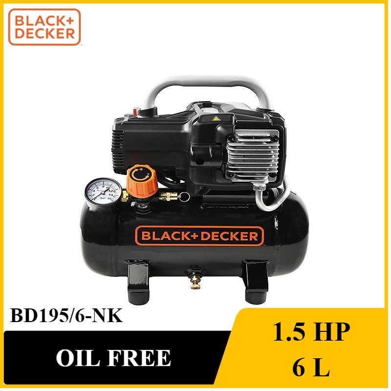 [ราคาถูก]👨‍🔧 BLACK&DECKER BD195/6-NK ปั๊มลม Oil free 1.5HP ถัง 6 ลิตร