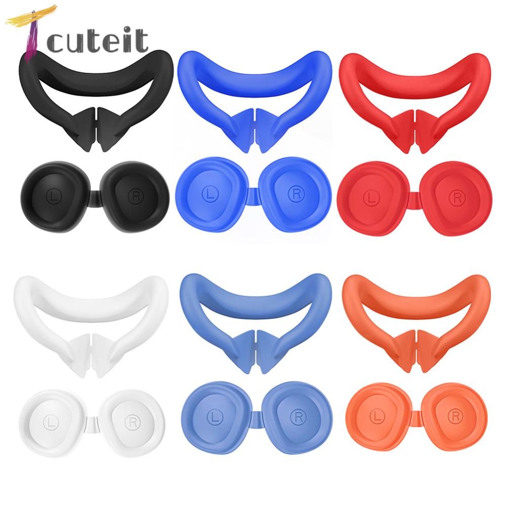2 in 1 แผ่นซิลิโคนครอบใบหน้า พร้อมตัวป้องกันเลนส์ VR หน้ากาก สําหรับ Meta Quest 3
